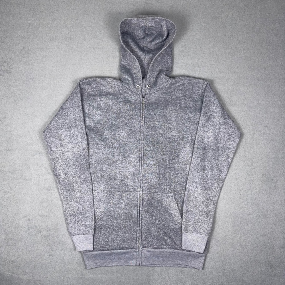 Vintage 90s Tultex Blank Full Zip Hoodie Heather Gray USA Made Youth XL‎